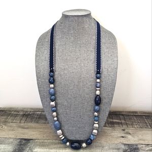 Chico's Blue and Silver Beaded Necklace
